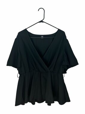 Boture Curve Women’s Peplum Top Black Wrap Front Plus Size 2XL